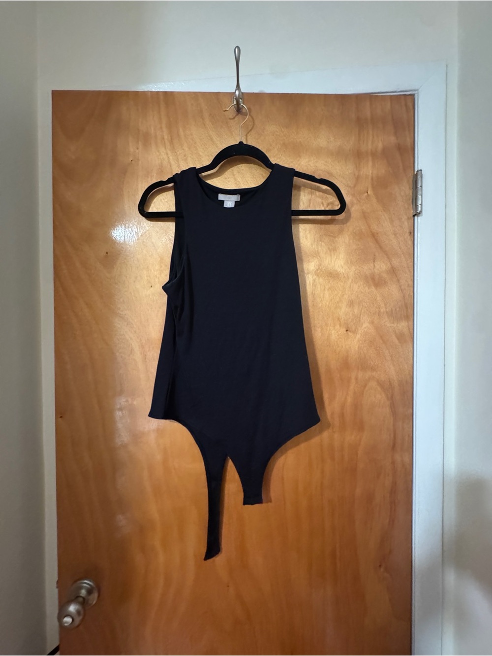 H&M Black Ribbed Sleeveless Thong Bodysuit Tank Size Medium